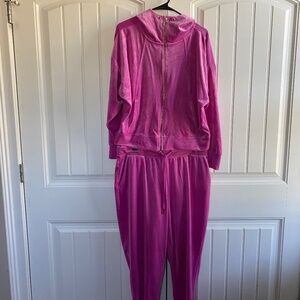 Truth by Republic Women's Fuchsia Velour Zip Hoodie & Jogger Set, Like New Sz XL